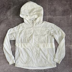Women's Lululemon Hood Lite Relaxed White Zip Up Hooded Windbreaker Jacket Sz 8